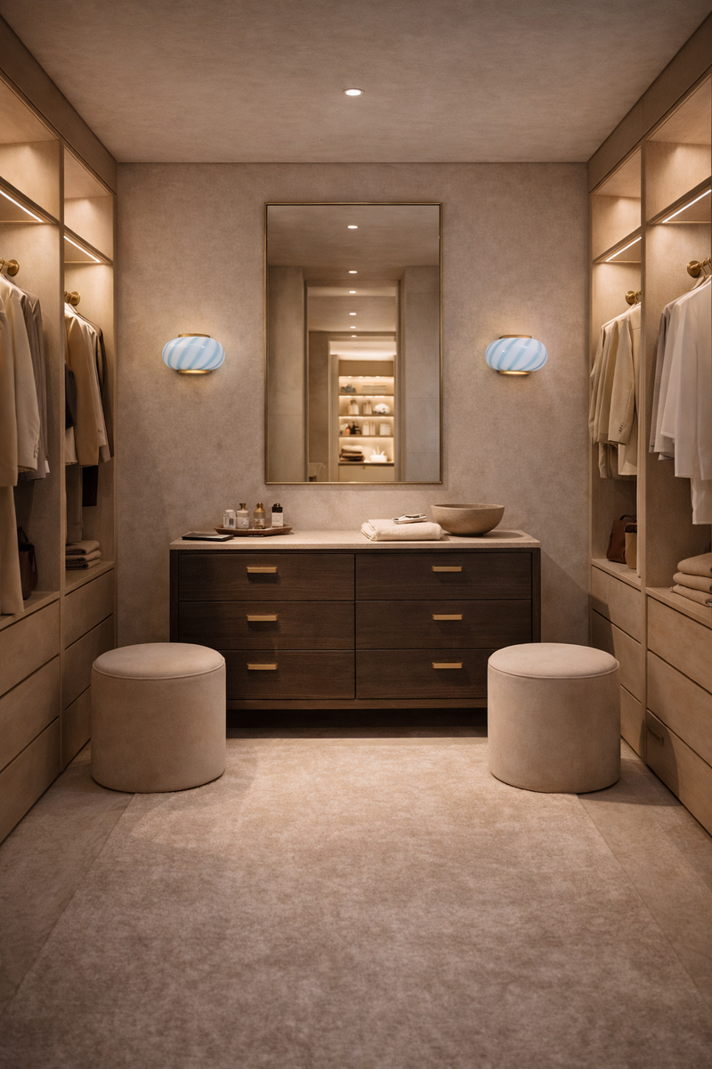 Murano Candy vägglampa blå swirl 21x15cm