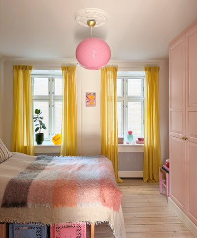 Stor Murano Candy pendel bubble gum lyserød D:40 cm