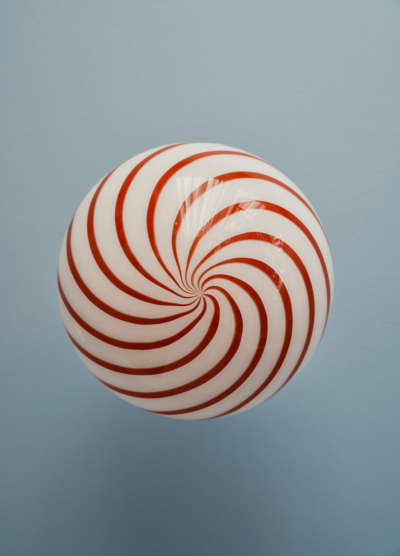 Murano Candy pendant burgundy red/white swirl D:30 cm