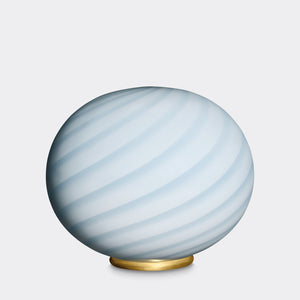 Murano Candy oval gulvlampe lyseblå swirl D:40 cm