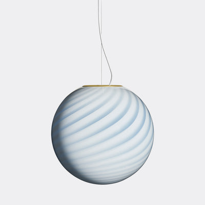Stor Murano Candy pendel lyseblå swirl D:40 cm
