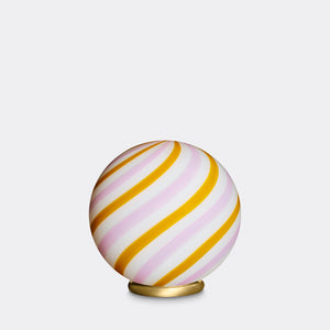 Murano Candy tafellamp geel/lichtroze swirl D:20 cm