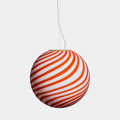 Stor Murano Candy pendel rød/hvid swirl D:40 cm
