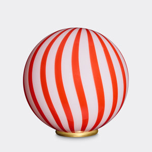 Murano Candy gulvlampe rød/hvid vertikale striber D:40 cm