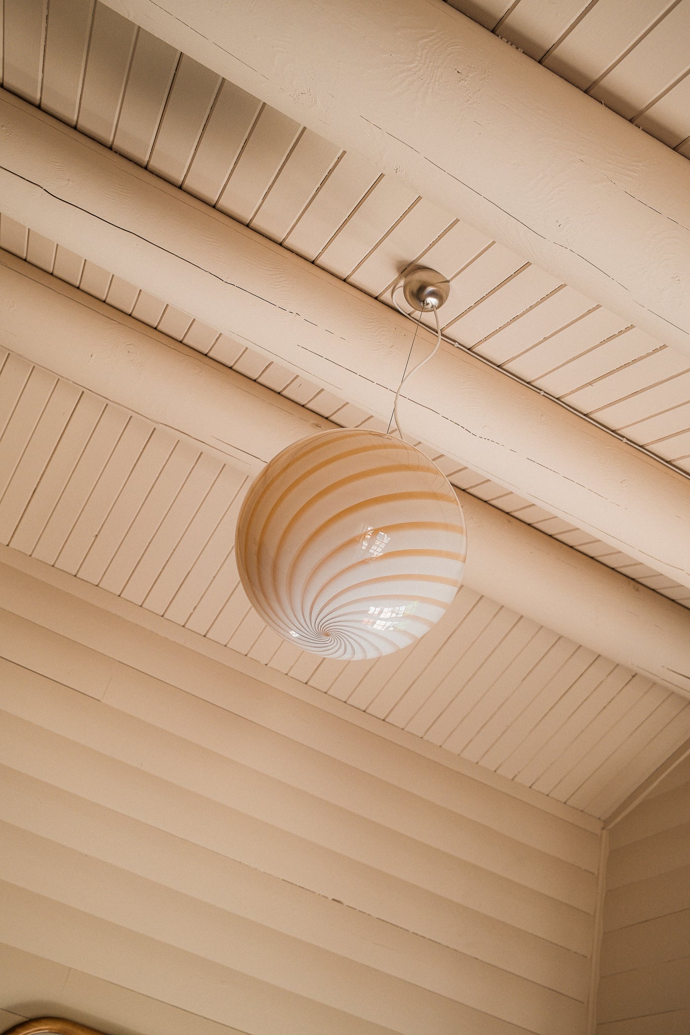 Stor Murano Candy Pendelleuchte Karamell-Creme Swirl D:40 cm