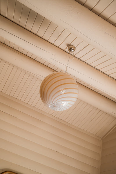 Stor Murano Candy Pendelleuchte Karamell-Creme Swirl D:40 cm