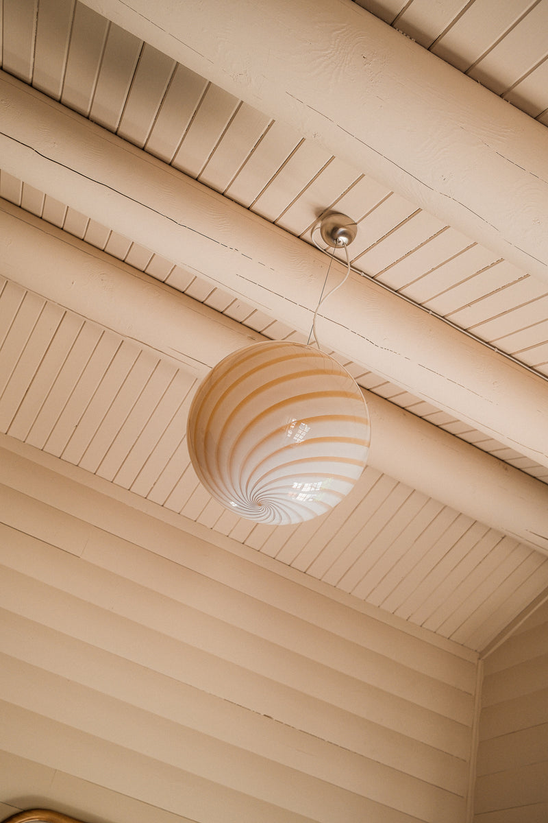 Large Murano Candy pendant caramel cream swirl D:40 cm