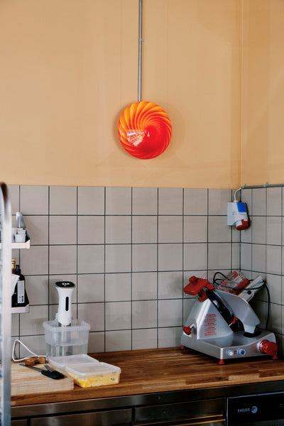 Murano Candy flush mount red swirl D: 30 cm