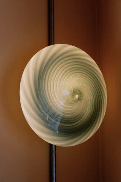 Murano Candy plafond petroleum grønn swirl D:30 cm