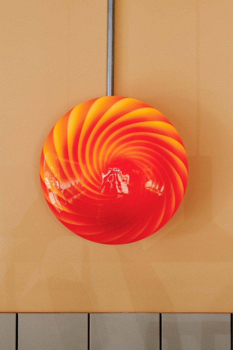 Murano Candy plafond djup röd swirl D:30 cm