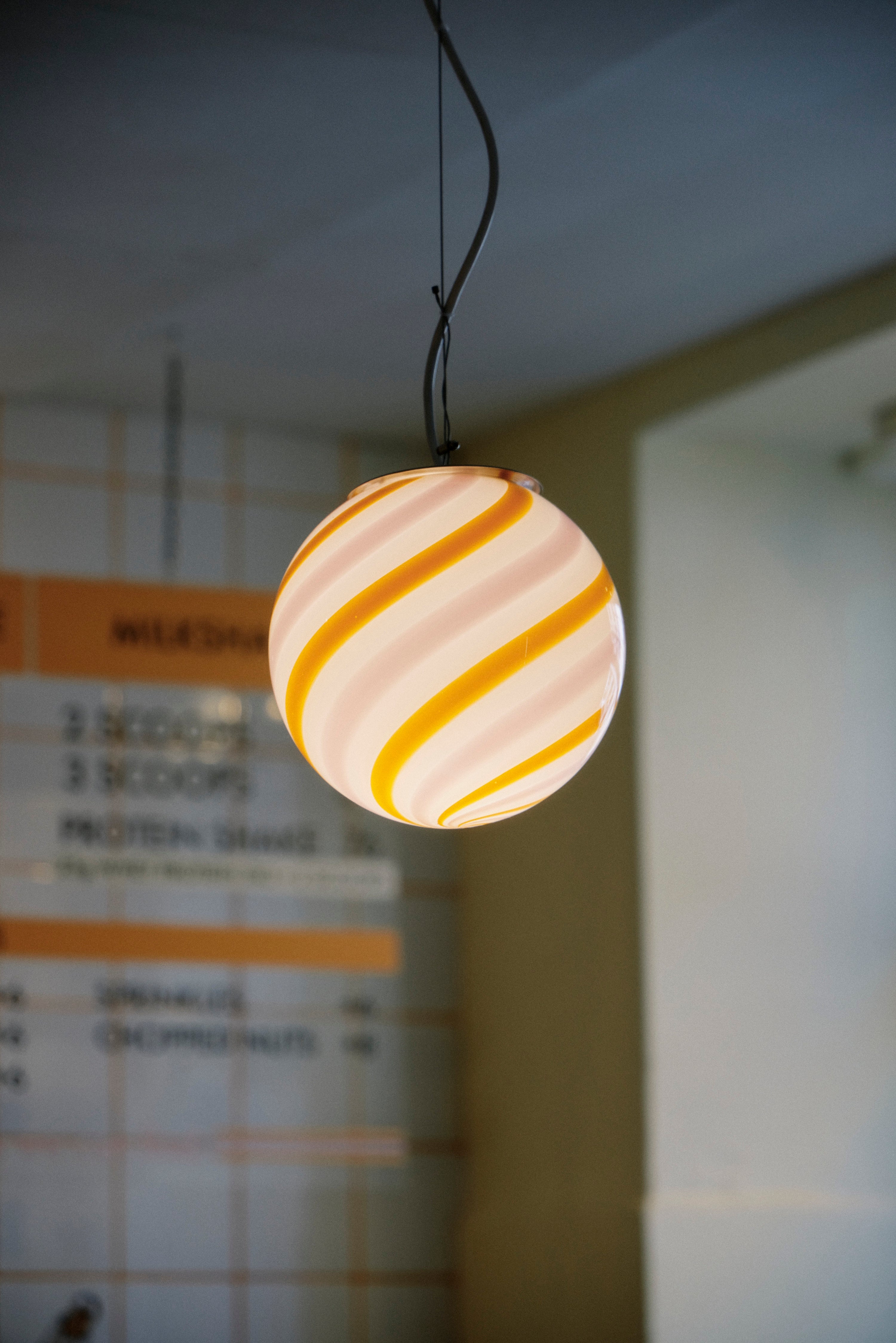 Murano Candy pendel gul/lyserød swirl D:20 cm