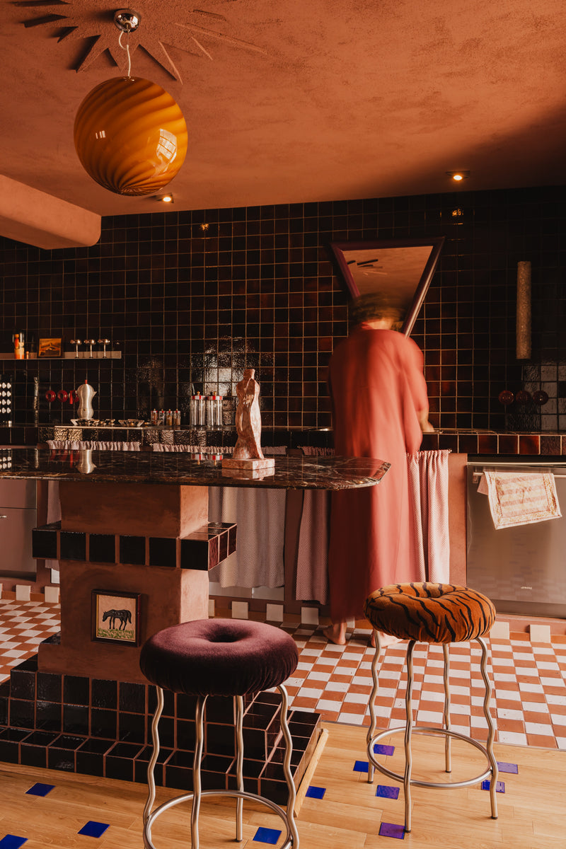 Large Murano Candy pendant orange amber swirl D:40 cm