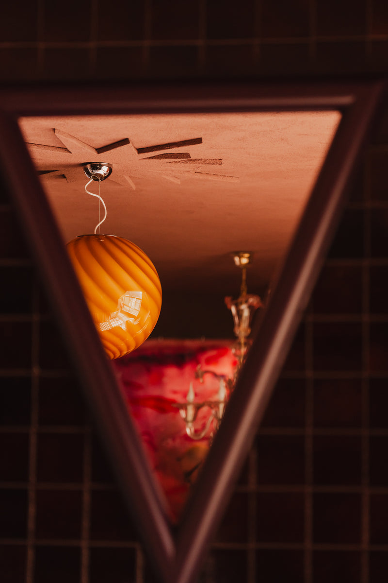 Large Murano Candy pendant orange amber swirl D:40 cm