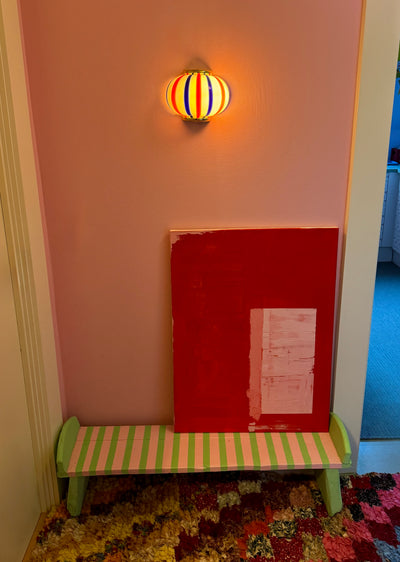 Murano Candy wall lamp blue/red stripes 21x15cm