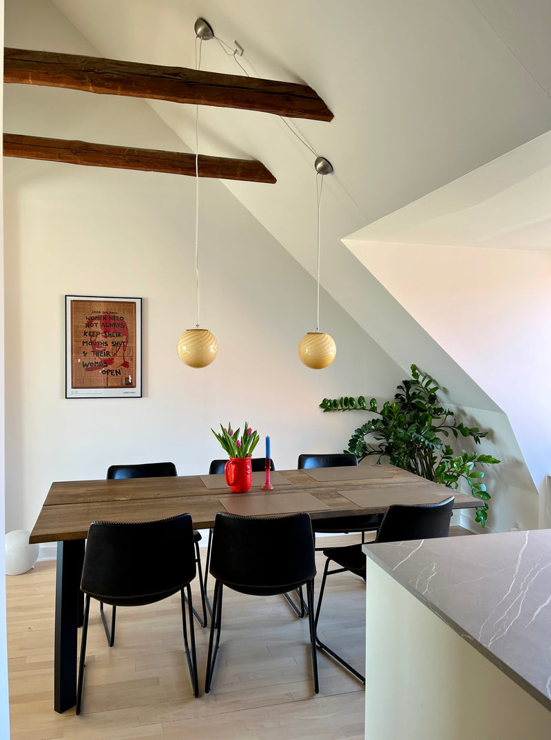 Murano Candy pendant yellow swirl D:20 cm