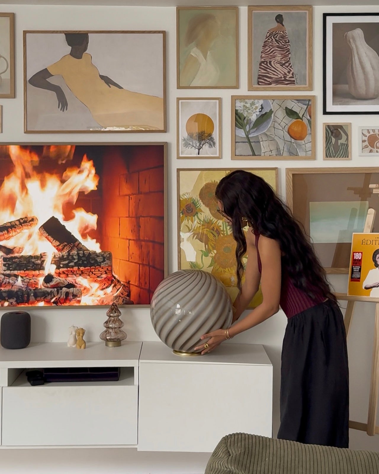 Murano Candy floor lamp gray brown swirl D:40 cm