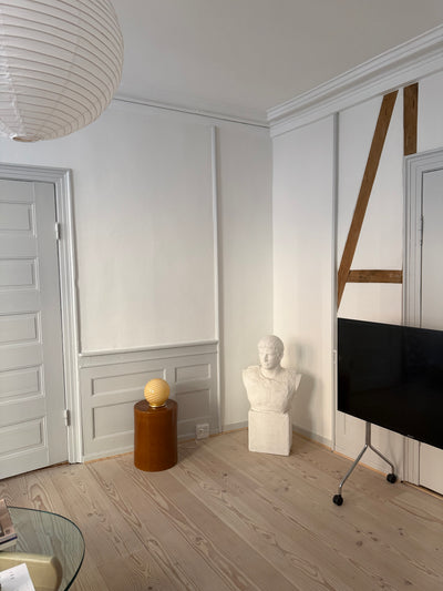 Murano Candy bordlampe gul swirl D:20 cm