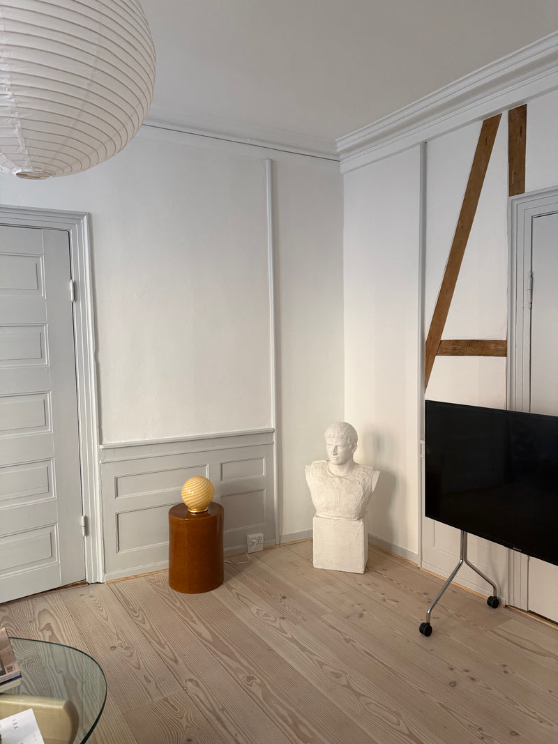 Murano Candy bordlampe gul swirl D:20 cm