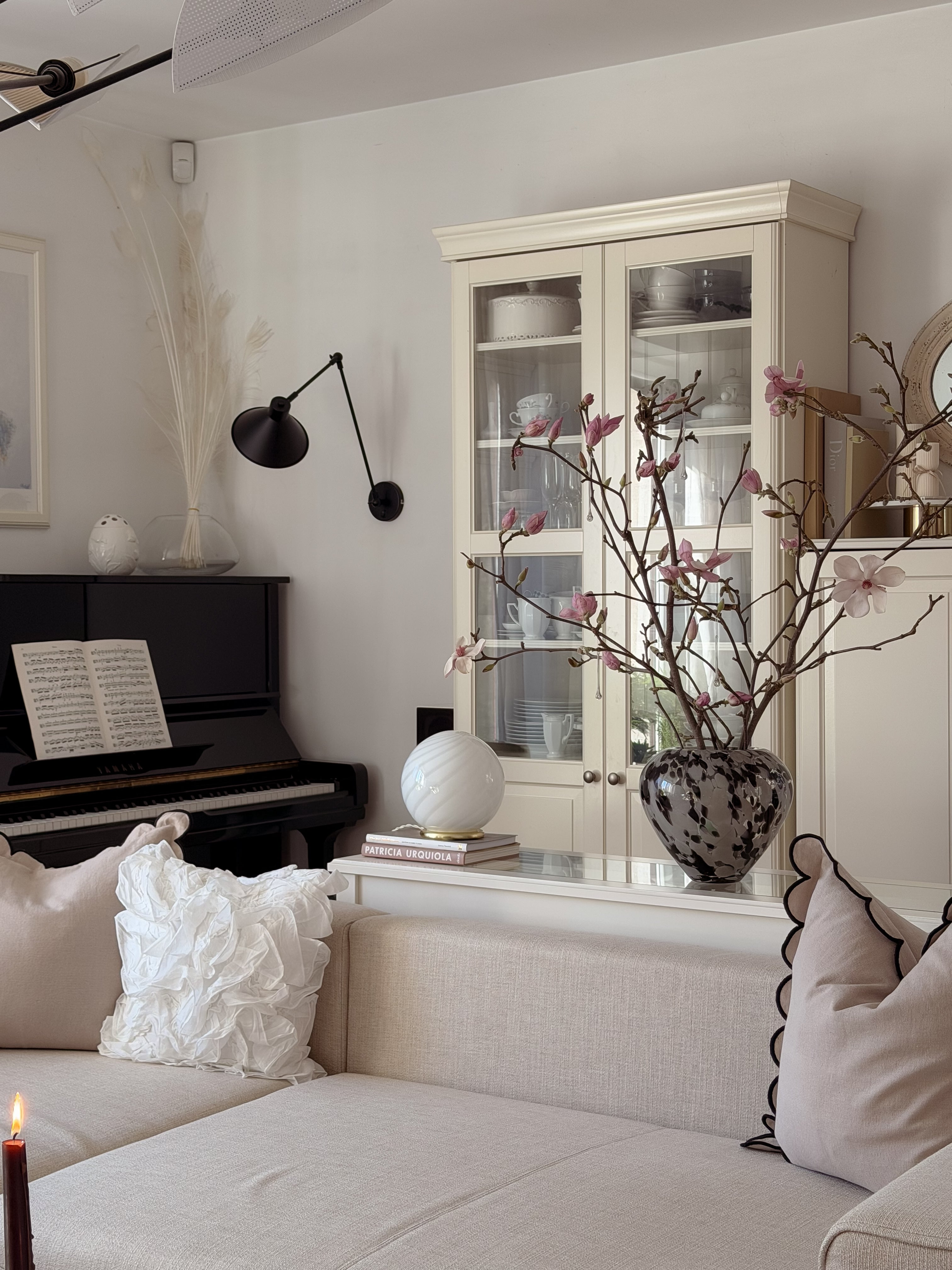 Murano Candy table lamp white swirl D:20 cm