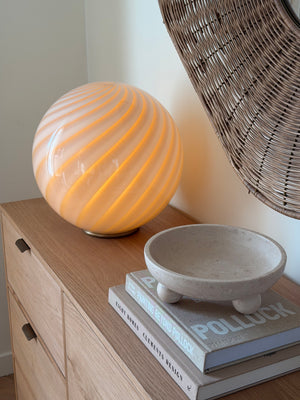 Murano Candy golvlampa crème karamell swirl D:40 cm