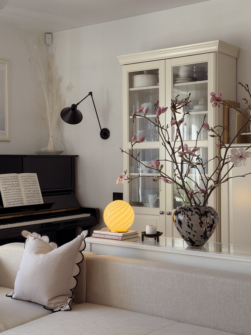 Murano Candy table lamp white swirl D:20 cm