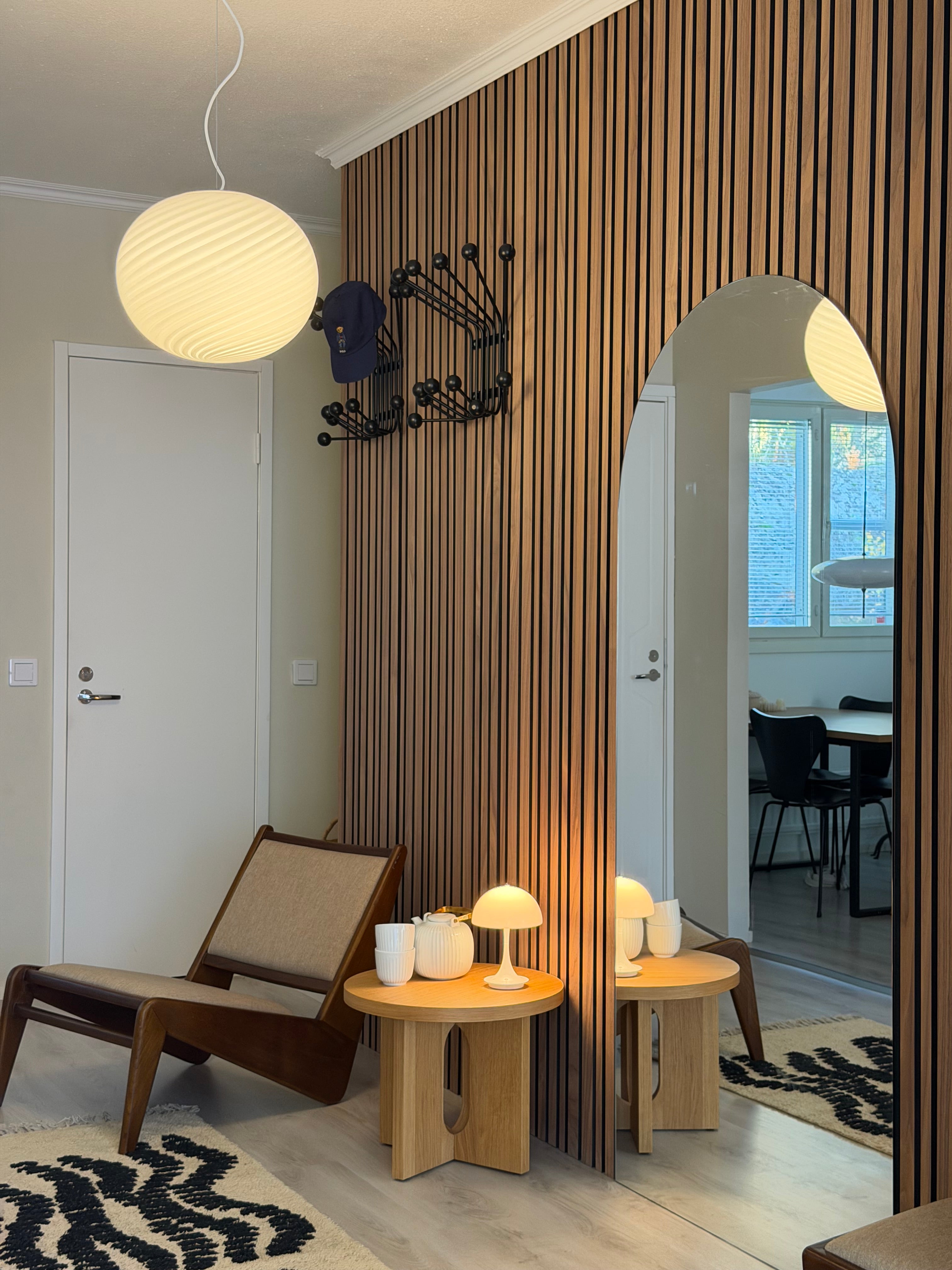 Stor Murano Candy oval pendel hvid swirl D:40 cm