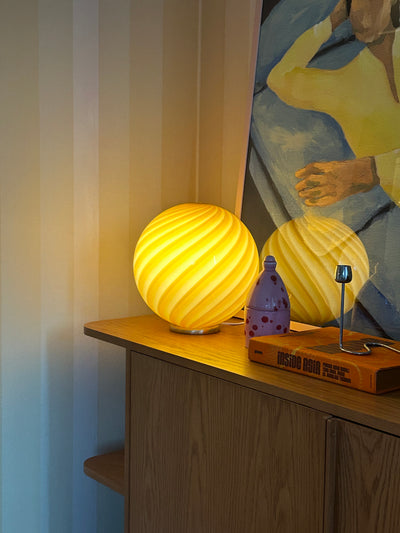 Murano Candy table lamp amber/orange swirl D:30 cm