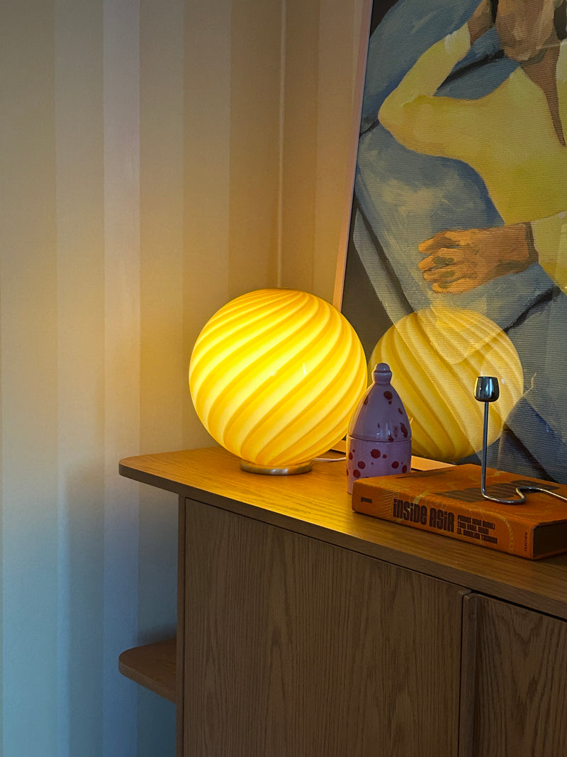 Murano Candy table lamp amber/orange swirl D:30 cm