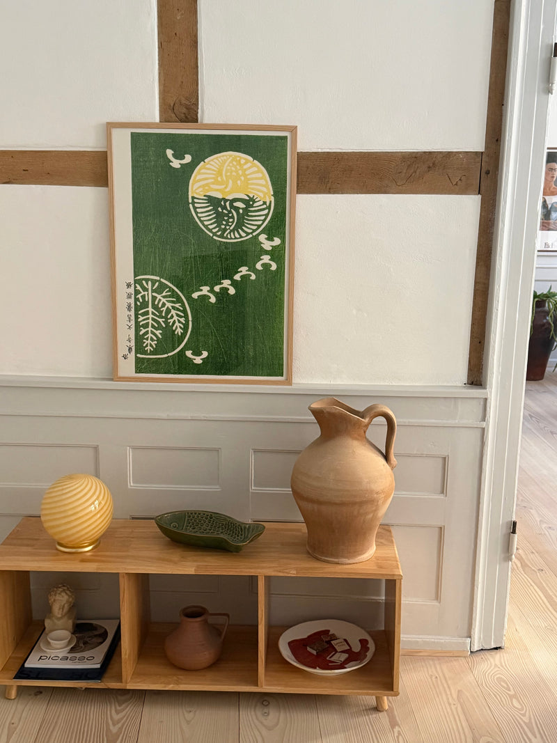 Murano Candy bordlampe gul swirl D:20 cm