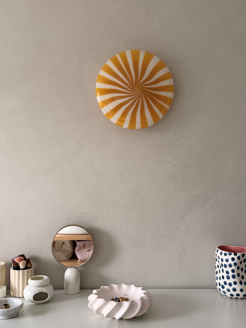 Stor Murano suspension Candy plafond jaune/blanc à rayures D:40 cm