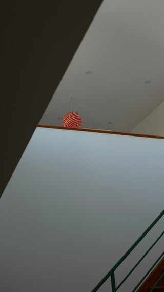 Stor Murano Candy pendel rød/hvid swirl D:40 cm