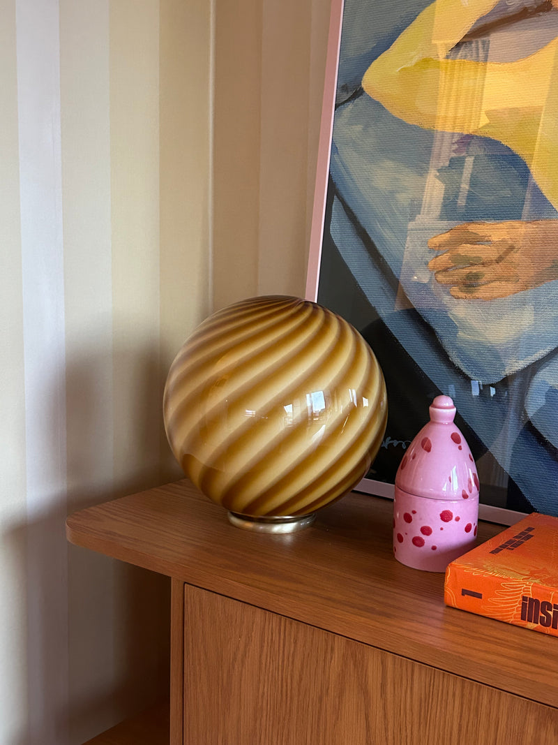 Murano Candy table lamp amber/orange swirl D:30 cm