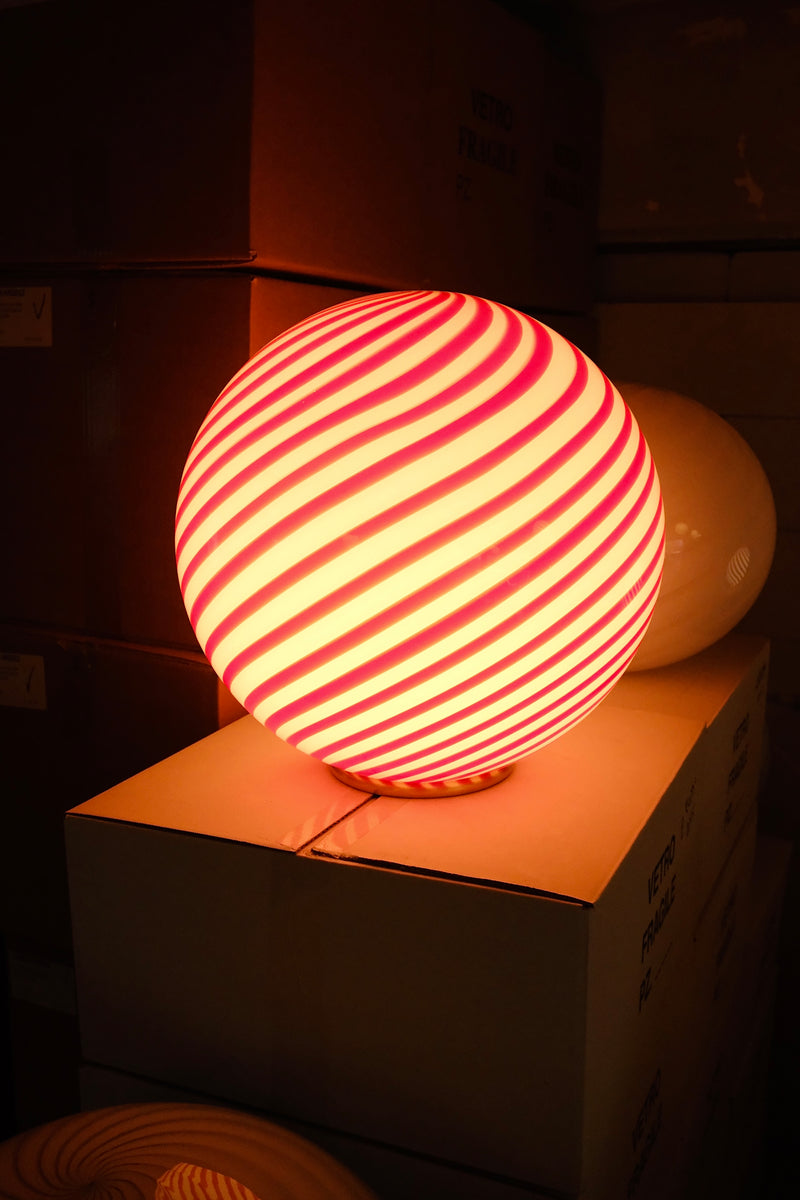 Murano Lampe sur pied Candy rouge/blanc tourbillon D:40 cm