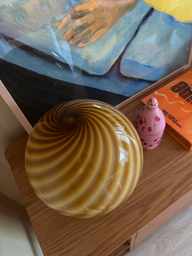 Murano Candy table lamp amber/orange swirl D:30 cm
