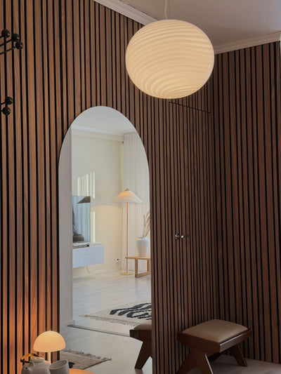 Large Murano Candy oval pendant white swirl D:40 cm