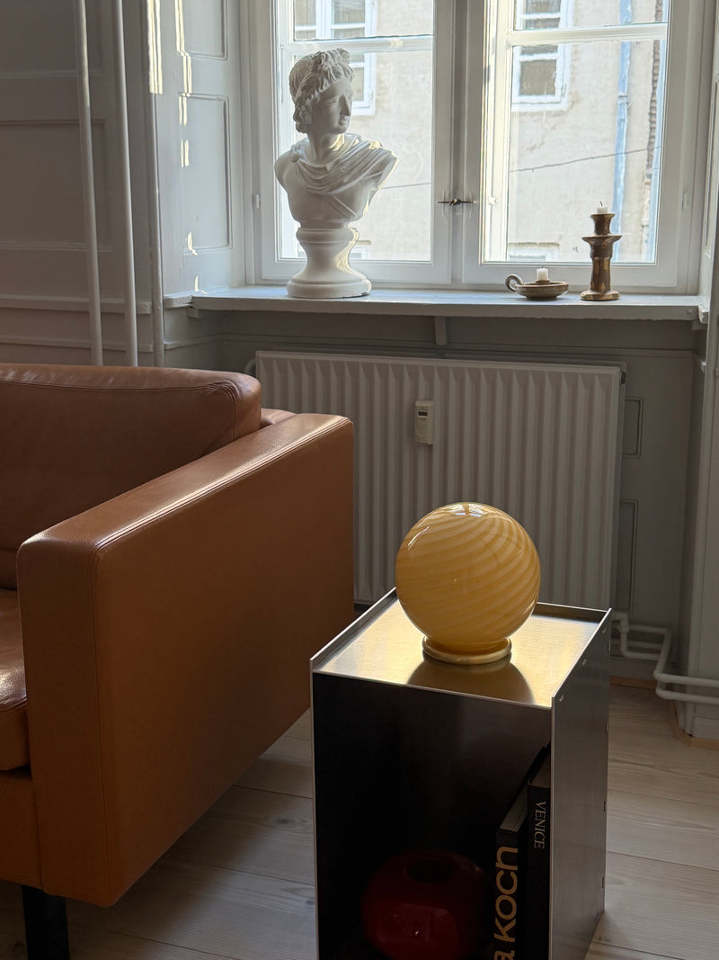 Murano Candy bordlampe gul swirl D:20 cm