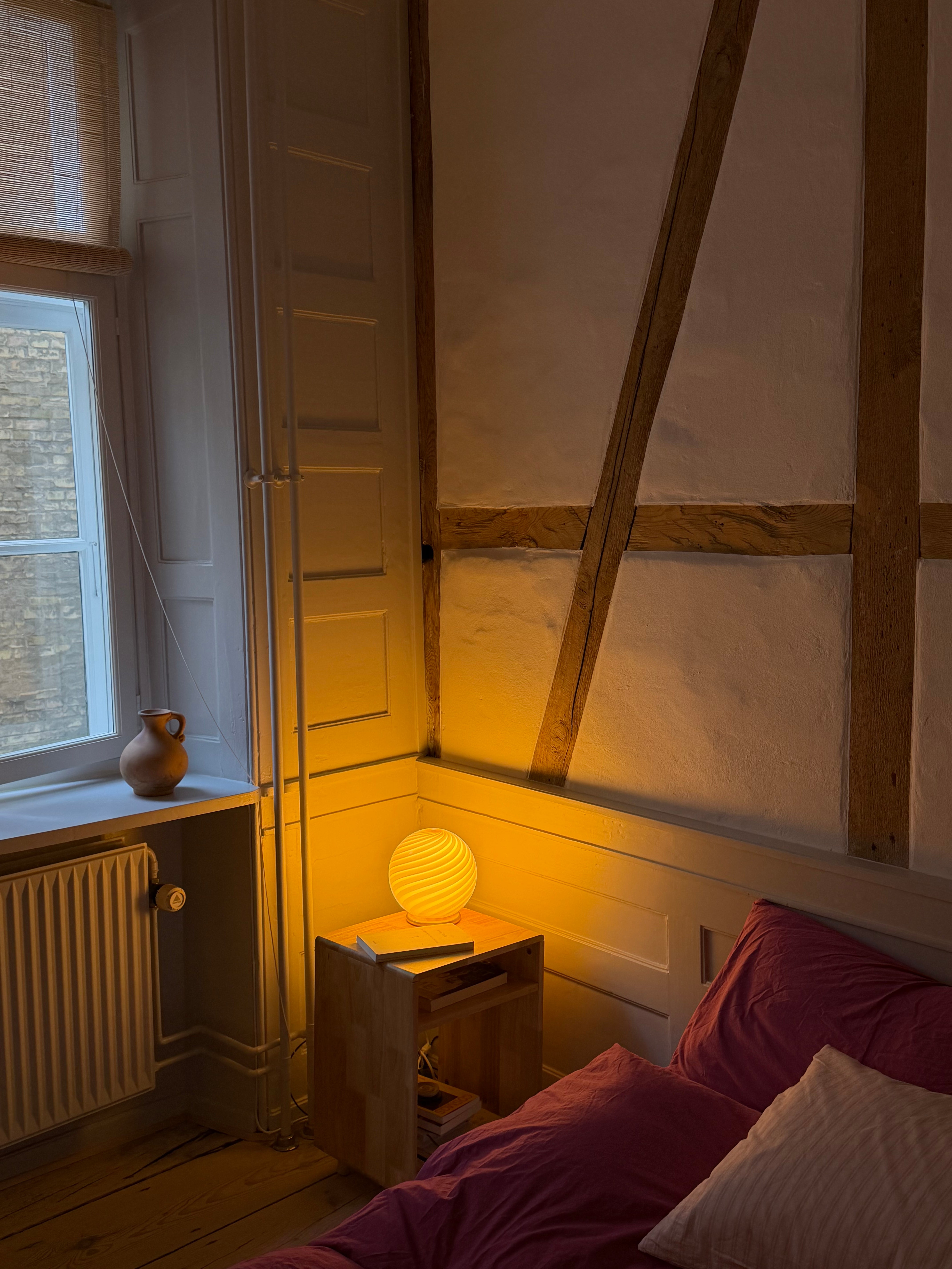 Murano Candy bordlampe gul swirl D:20 cm