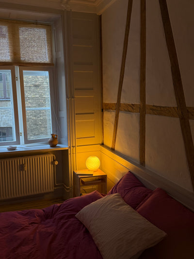 Murano Candy bordlampe gul swirl D:20 cm