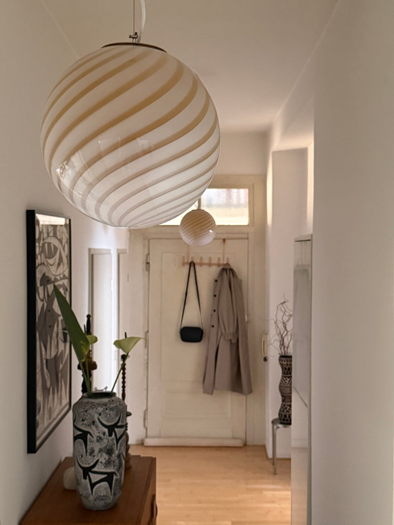 Murano Candy Pendelleuchte Karamell-Creme Swirl D:30 cm