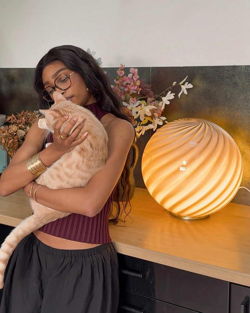 Murano Candy floor lamp gray brown swirl D:40 cm