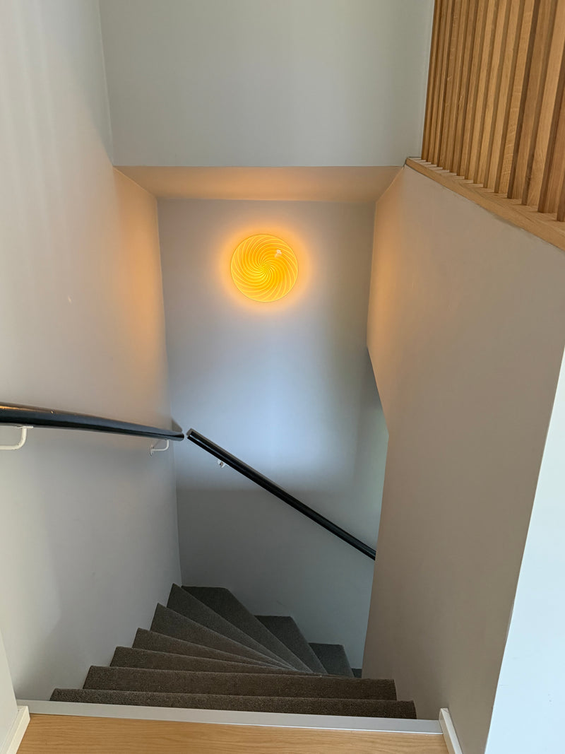 Murano Candy ceiling light yellow swirl D:30 cm