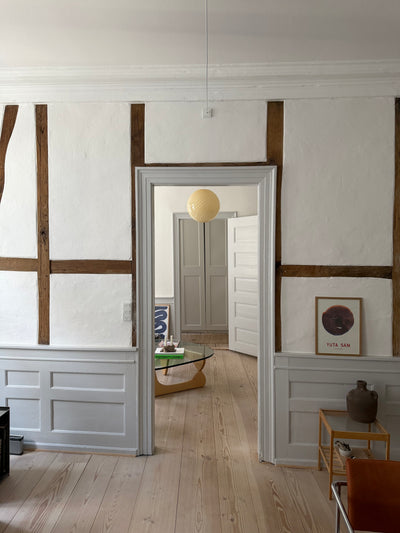 Stor Murano Candy pendel gul swirl D:40 cm