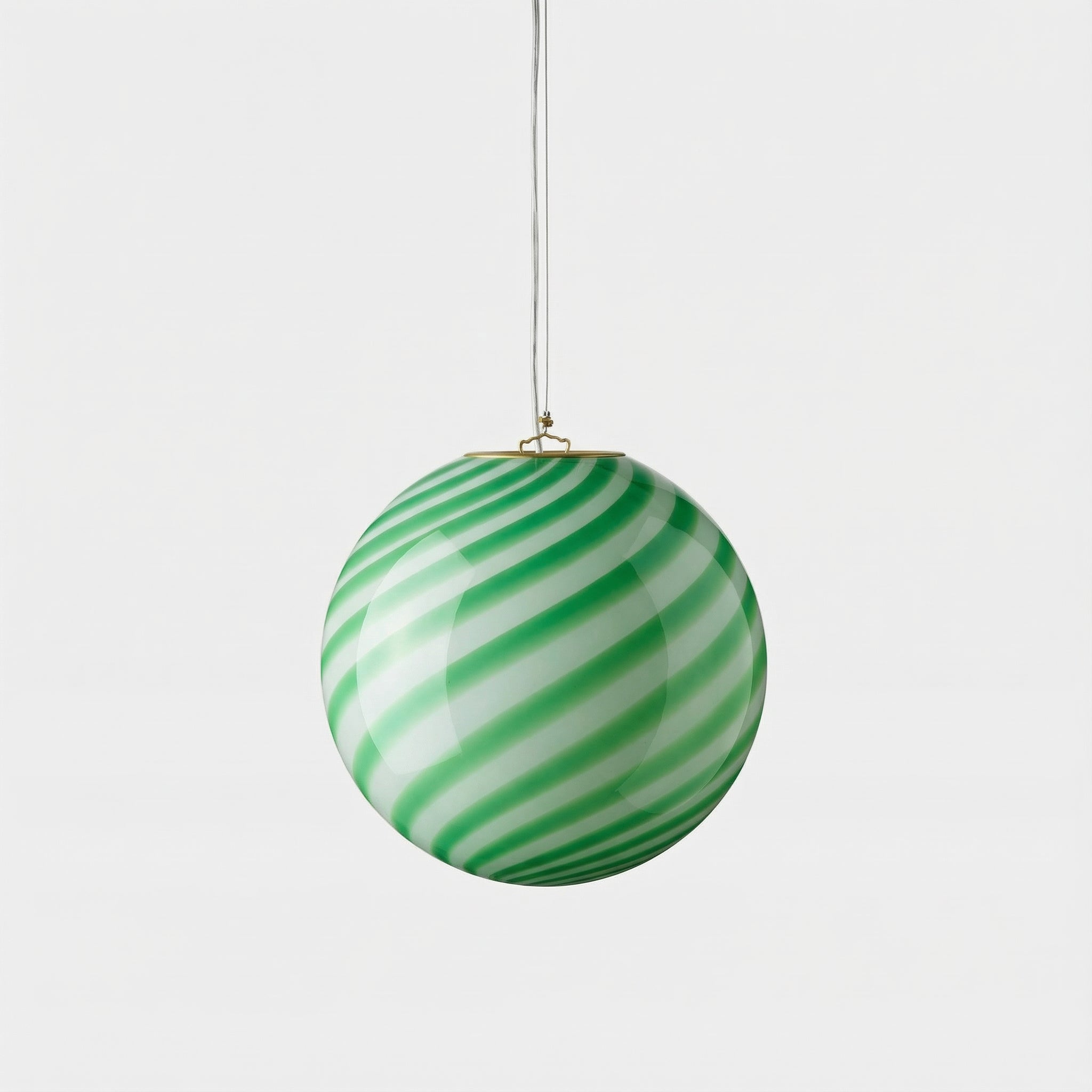Murano Candy pendel groen/wit swirl D:30 cm