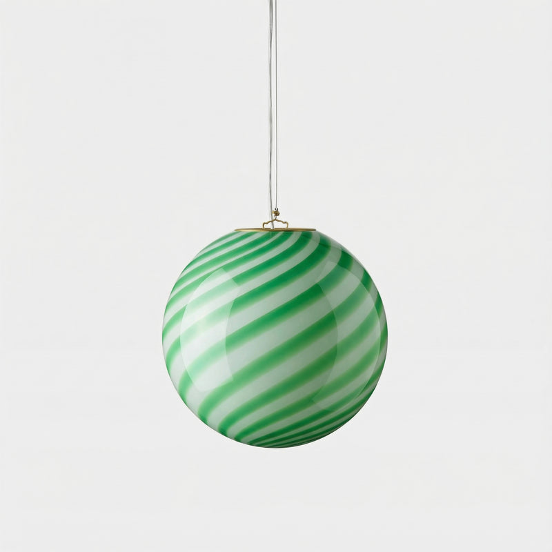 Murano Candy pendel groen/wit swirl D:30 cm