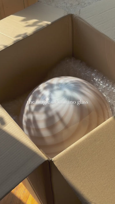 Big Murano Candy Round Pendant Caramel Cream Swirl D: 40 cm