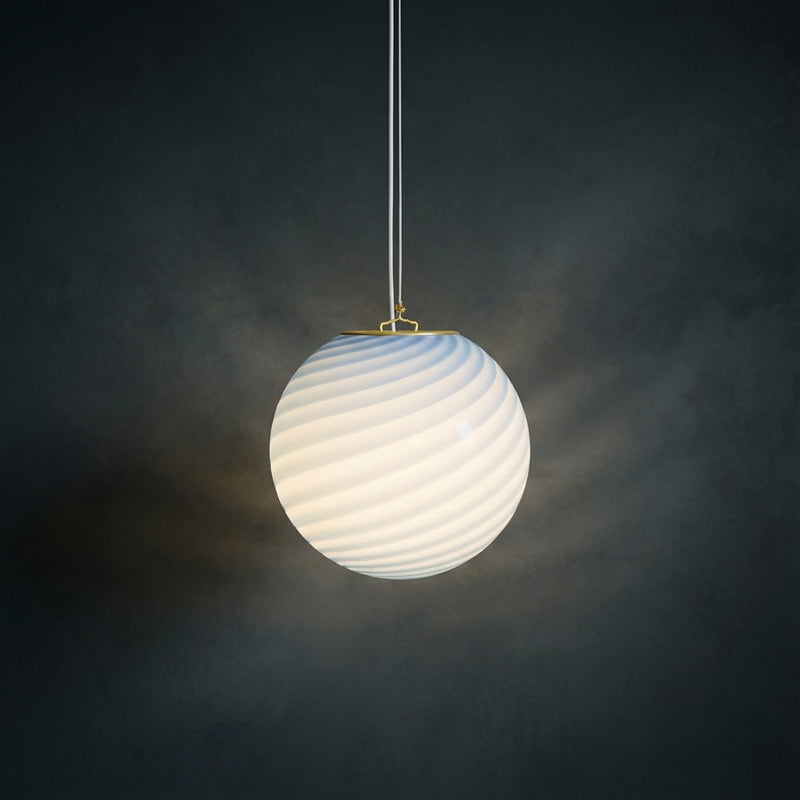 Murano Candy pendel niebieski swirl D:20 cm med lys