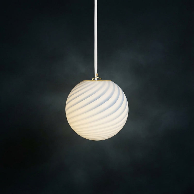 Murano Candy pendel jasnoniebieski swirl D:20 cm med lys