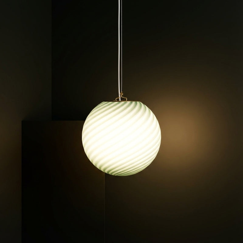 Murano Candy pendel petrolium grøn swirl D:20 cm med lys