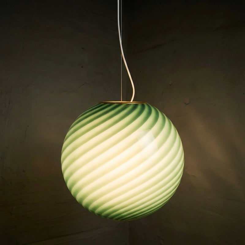Stor Murano Candy lampa wisząca petroliowo-zielony swirl Śr:40 cm med lys