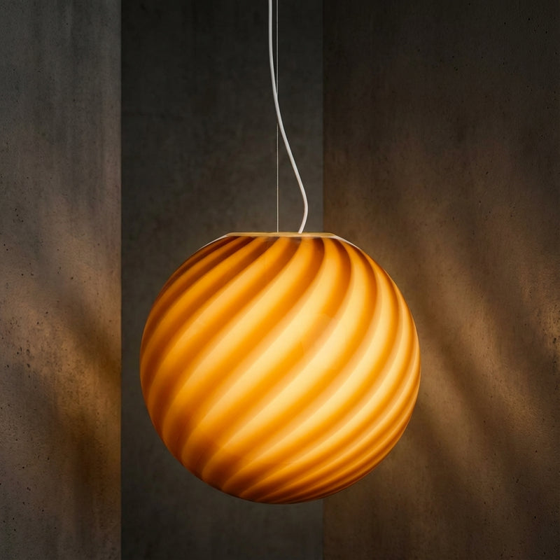 Stor Murano Candy pendel pomarańczowy bursztynowy wir D:40 cm med lys